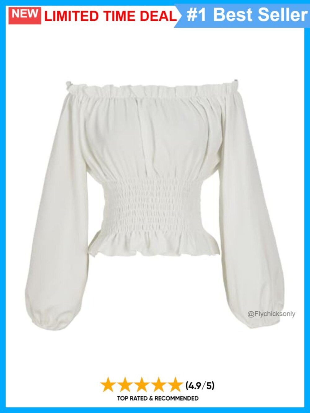 Off Shoulder Peasant Blouse Ruffle Renaissance Pirate Top - Picture 4 of 6